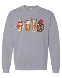 KLATCH Four Glasses Beer with Santa Hat Christmas Sweatshirt Premium Quality Top Cozy Warm Crewneck Tee Xmas Sweater Large (Sport Grey)