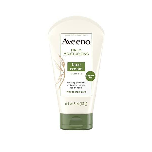 Aveeno Daily Moisturizing Fragrance-Free Prebiotic Oat Face Cream for Dry Skin, Facial Cream Clinically Proven to…
