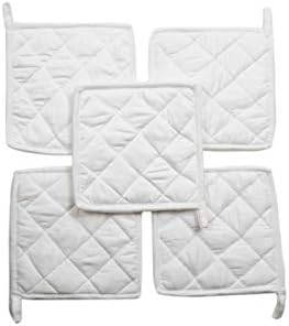 HM Covers Pot Holders 100% Cotton (Pack of 10) Pot Holder 7" x 7" Square, Solid White Color Everyday Quality Kitchen Cooking, Heat Resistance!!