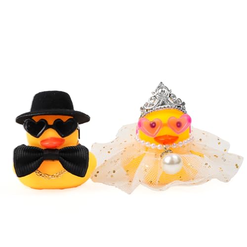 2 Stück Quietscheente für Hochzeit, Badeenten Hochzeitspaar Figuren Kleines Paar Ente Geschenk zur Hochzeit, Lustige Hochzeitsgeschenke für Braut und Bräutigam