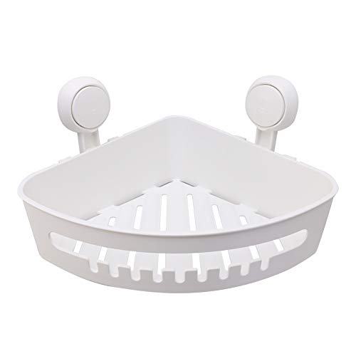 Plastic Corner Shower Caddy Suction Cup Shower Basket Organizer Shelf, No Drilling, Strong