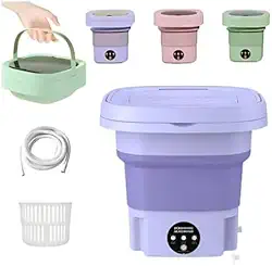 Mini Lavadora Dobrável Portátil 11L para Roupas Delicadas – Compacta, Silenciosa, Ideal para Viagens e Apartamentos – Cores Sortidas