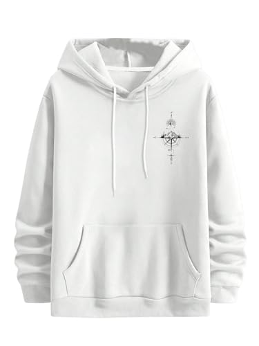 Men's Drawstring Graphic Hoodie Pullover Aesthetic Long Sleeve Y2k Hooded Sweatshirts Streetwear