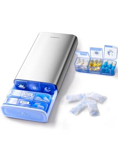 Vaydeer Pastillero Semanal 7 Días con 3 Compartimentos al Día – Caja de Pastillas Grande con Doble Protección y Sistema Anti-Humedad – Organizador de Pastillas BPA Free, Compacto y Portátil para Viaje