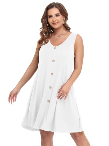 BELAROI Summer Dresses for Women Beach Tshirt Sundress V Neck Casual Swing Tank Dress Swimsuit Cover Ups Pockets2