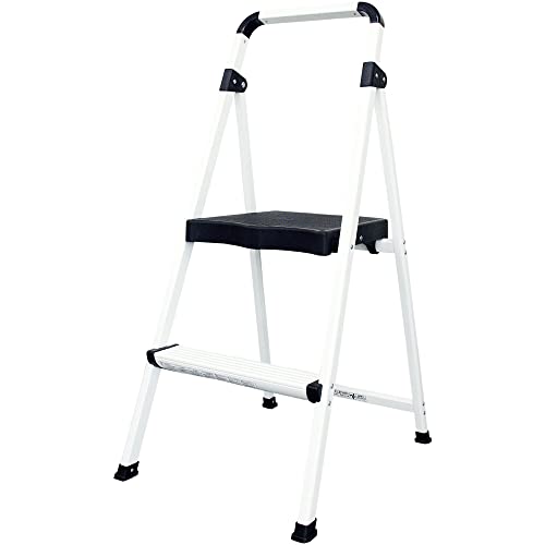 ピカコーポレイション(PiCa) トレー付き 上わく付き 踏み台 2段 BCA-2WT ピュアホワイト アルミ製 軽量 折りたたみ スリム収納 ステップ台