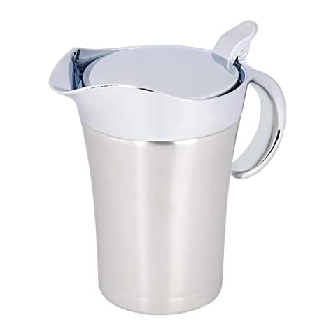 Marvellous Gravy Boats, Double Walled Insulated Gravy Warmer Stainless Steel Pitcher Insulated Gravy Jug with Lid for Gravy Custard Cream Sauce(750ml) Cover