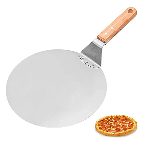 Premium-Aluminium-Pizzaschieber mit 22 cm langem Holzgriff, 25,5 x 25,5 cm/10 Zoll Pizza zum Backen von handgemachter Pizza, Aluminiumschaufel, raffiniertes Pizzaofen-Zubehör (Pizzaschieber) Cover