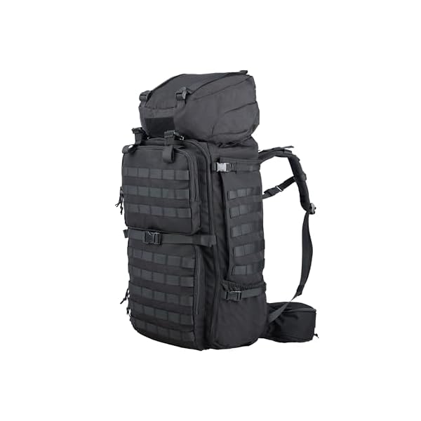 Zsearaymy 75L Hiking MOLLE Backpack with Internal Frame & Rain Cover for Tactical, Camping, Backpacking, Survival Travel (Black)