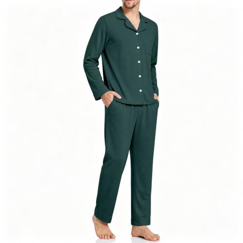 Mens Pajama Set Long Sleeve Button Down Notch Collar Nightwear Sleep Set - image 8