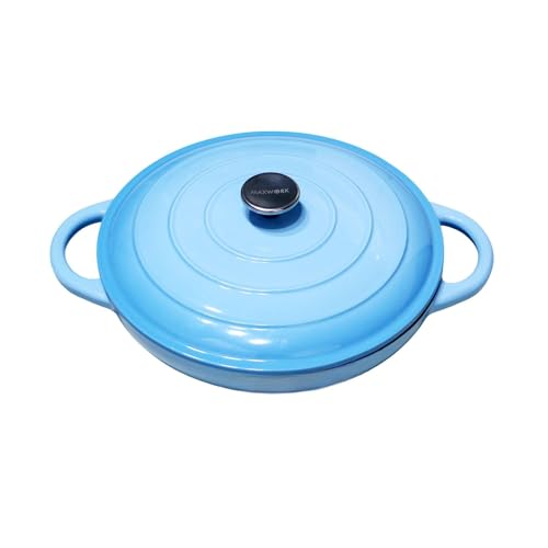 Cocotte redonda olla esmaltada de hierro fudido de Φ30, menor profunda (azul)