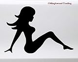 Minglewood Trading Mudflap Girl - Vinyl Sticker - Trucker Woman Silhouette Lady Truck 4x4 - Die Cut Decal - 5w x 3.5h inches - White
