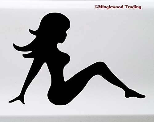 Minglewood Trading Mudflap Girl - Vinyl Sticker - Trucker Woman Silhouette Lady Truck 4x4 - Die Cut Decal - 5w x 3.5h inches - White