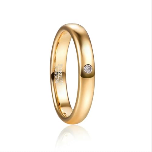 YAHOYA 4mm Or Diamant Dôme Carbure De Tungstène Bague De Mariage Bande pour Hommes Femmes Confort Fit Anneaux Bijoux De Fiançailles