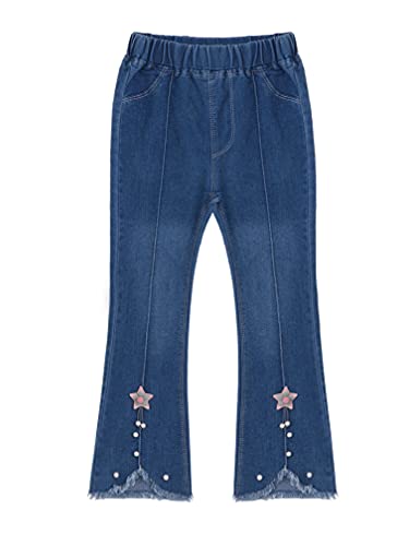 easyforever Little Girl's Vintage Flared Jeans Bell-Bottoms Stretchy Denim Pants Skinny Pants Casual Leggings Trousers4