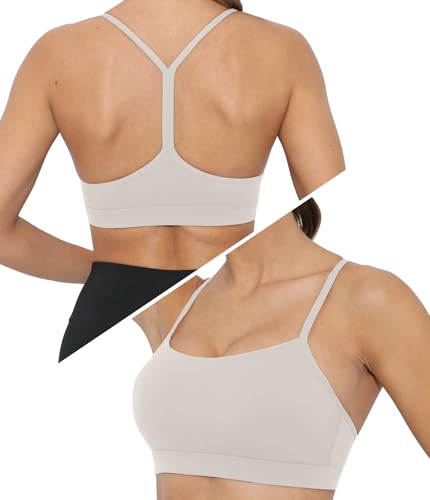 Image of Sports Bra for Women Low Impact Racerback Workout Bras Sexy Thin Straps Yoga Sport Bras with Removable Pads