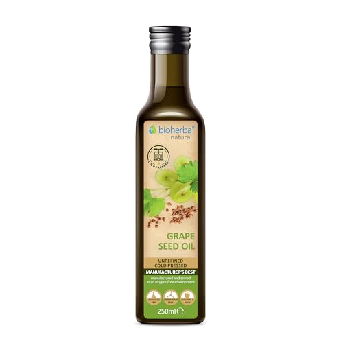 Aceite de semilla de uva 250 ml – Aceite vegetal puro y prensado en frío | Natural y versátil para cocina, piel y cabello | De BIOHERBA