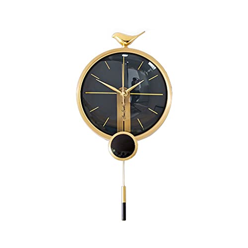Horloge murale muet pour chambre éliminant le tic-tac avec pendule décorative en cuivre