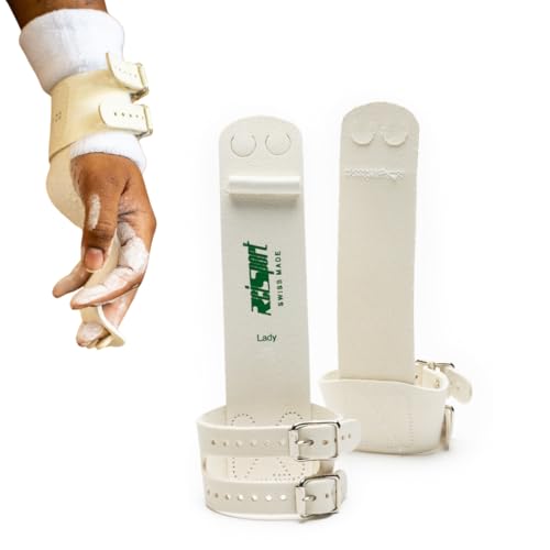 Reisport Women's Uneven Bar Double Buckle Gymnastics Grips - Durable Leather Hand Grips for Gymnastics Bars Women & Girls - Gymnastics Equipment & Accessories Advanced Gymnasts, Made in USA - Medium by Reisport - Used condition - US$49.15