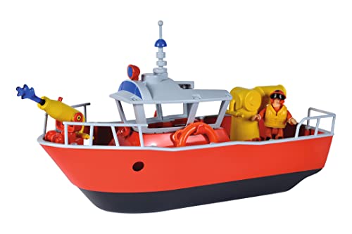 SIMBA - Feuerwehrmann Sam Titan Feuerwehrboot, 32 cm, mit Sam Actionfigur, ab 3 Jahren