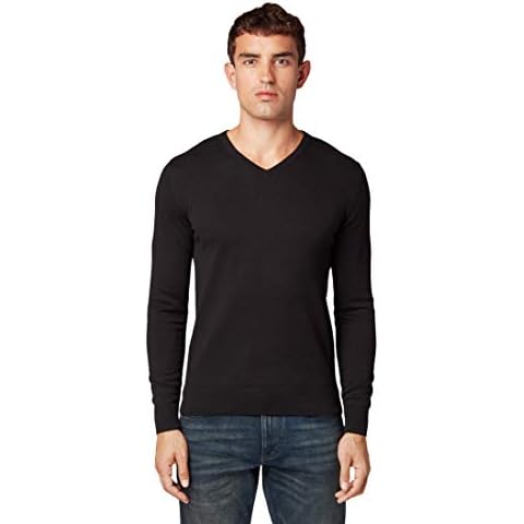 TOM TAILOR Men's Basic Jumper 202212 Strickpullover V-Ausschnitt, 29999 - Black, 3XL Cover
