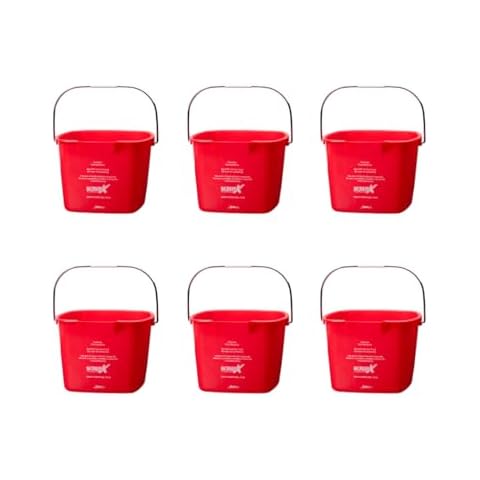Janico Pro Sturdy Pail Sanitizing Pail, Janitorial Pail with Handles for Cleaning, Plastic, 6 Quarts, Red, 1226RD Cover