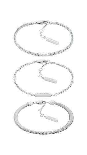 Calvin Klein Set de 3 Pulseras para Mujer Colección CK TRIO en Acero Inoxidable con Cristales - 35000796