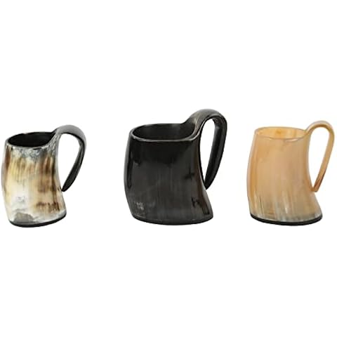 Handicrafts Home Whiskey Shot Glasses Real Horn Mug Cup Ale Beer Wine Glass Goblet - Christmas Gifts (Set of 3) Cover