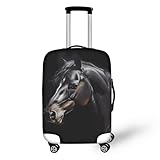 Homeyang Funda Maleta Cabina Caballo Negro Funda Maleta Protectora Elástico Spandex Poliéster Lavable Cubierta de Equipaje 18-32 Pulgadas Fundas Maletas de Viaje (S)