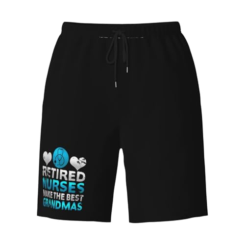 Retired Nurses Make The Best Grandmas Men's Quick-Dry Board Shorts 7" - Swim Trunks Summer Hawaii Beach3