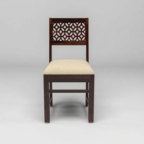Image of Wood Dining Table with Chair 4 Seater || Dining Table Set || Dining Room Set || Wooden 4 Seater Dining Table || Modern and Unqiue Dining Table Home Living Room (4 Seater Dining Table) Walnut Finish