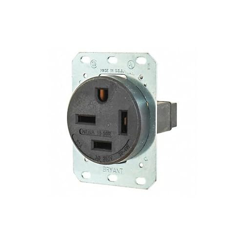 Image of Bryant Electric 8450FR 50 Amp 250V NEMA 15-50R Flush Straight Blade Receptacle, Black