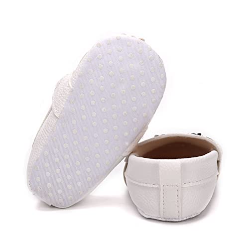 Lonsoen BAY209-WT12 Infant Shoes Boys Loafers Baby Girls Crib Moccasins Classic Synthetic Leather Wedding Dress Shoes,Bay209 White 6-12 Months thumb #5