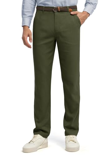 Image of Willit Men's Linen Pants Casual Linen Dress Pants Beach Summer Lightweight Trousers 28 inch 30 inch 32 inch