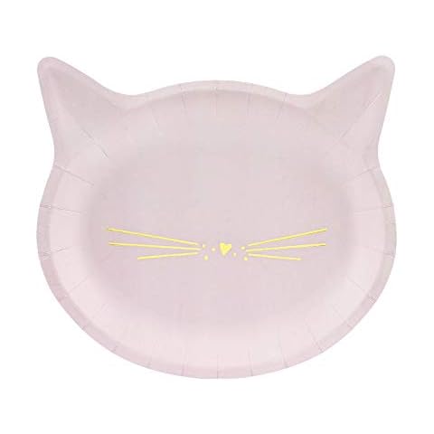 Party Deco Disposable Paper Plates Set - Kitten Motif, 22 x 20 cm, Pack of 6 - Dessert Plates Tableware for Event, Wedding, Birthday, Bridal Baby Shower Wedding Christmas Supplies - Kitten Rose Cover