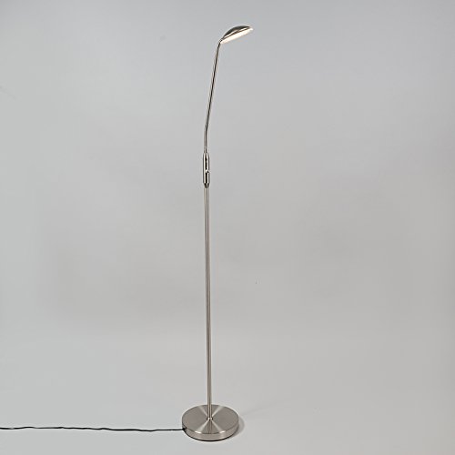 Qazqa eva - LED Dimmerabile Lampada da terra da lettura dimmer incluso Moderno - 1 luce - Ø 230 mm - Acciaio - Moderno - Soggiorno I Camera da letto