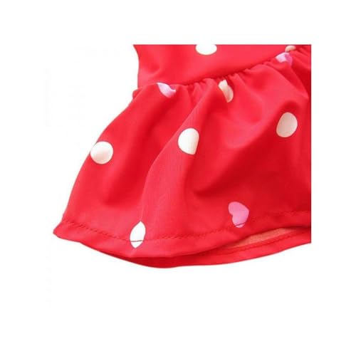 Girls One-𝐏iece Swimsuits Dress Kids 𝐇awaiian Bathing Suit Summer Cute Polka Dot Strap Swimming Suit (Red, XL 36-42斤)3