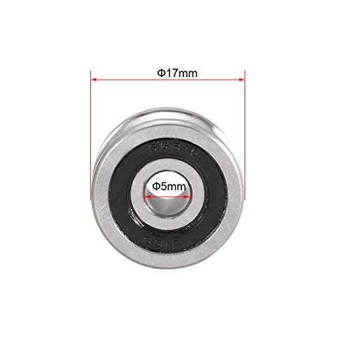 Uxcell A19101600UX0190 Sg15 Deep U Groove Ball Track Guide Bearing 5Mmx17Mmx8Mm Double Sealed (Gcr15) Chrome Steel Bearings 5Pcs thumb #3
