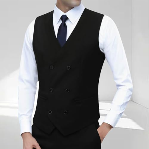 Men's V-Neck Suit Vest Slim Fit Formal Dress Casual Business Waistcoat for Suit or Tuxedo Double Breasted Work Vests2