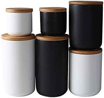 Miniatura 7 de Food Storage Canister, Ceramic Kitchen Canisters with Airtight Seal Bamboo Lid, Food Storage Jar for Tea, Coffee Bean, Spice, Sugar 260ml 800ml