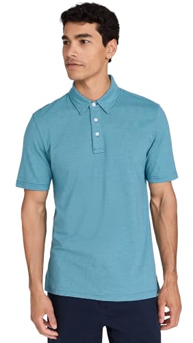 Faherty Men's Short Sleeve Movement Pique Polo, Island Teal Feeder, L