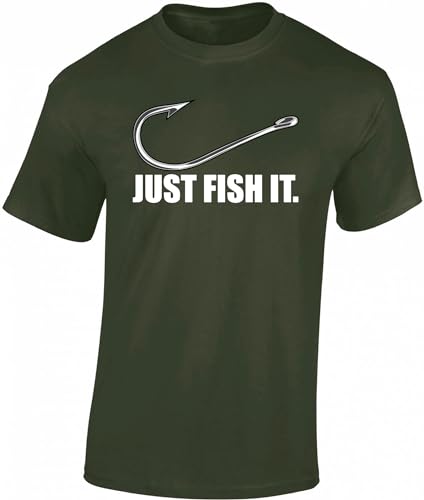 Baddery Angel T-Shirt Herren : Fish it - Angler Shirt Männer - Angelkleidung Zubehör Geschenke (Army L)