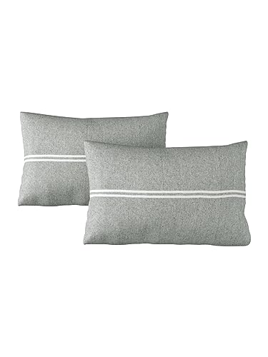 Image of 180 TC Pillow Cover Set of 2 | Pillow Cover Cotton 100% | Pillow Cover Set of 2 King Size | Wrinkle Free & Fade Resistance | Striped Pattern | Standard Size | All Season Use (Grey2)