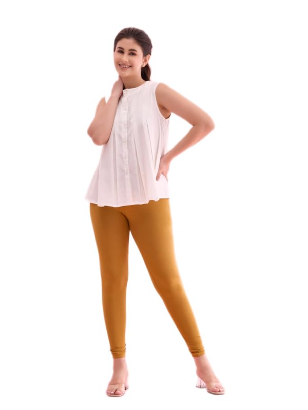 Image of GO COLORS Soft Cotton Stretch Ankle Length Leggings for Women | Breathable