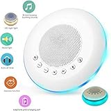 sendcool White Noise Sound Machine for Sleeping, 20 Non-Looping Soothing Sounds Lullaby Colorful Night Light Timing Baby Therapy Sound Machine, Auto-Off Timer Battery or USB Output Charger (White)