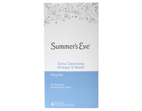 Image of Summer's Eve Extra Cleansing Vinegar and Water Feminine Cleansing Douche, Odor Control, pH Balanced, Gynecologist Tested, 4.5 Ounce Each, 2 Count (Pack of 2)