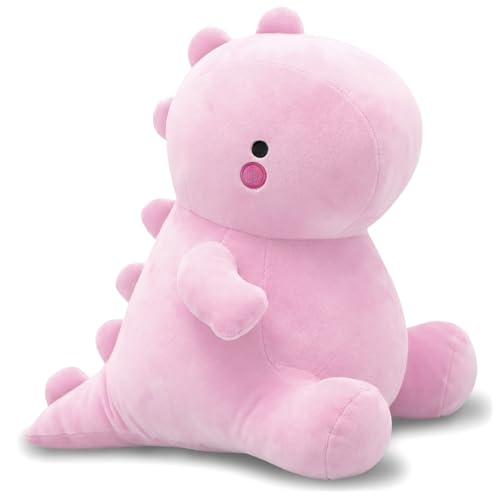 Image of VHYHCY Cute Dinosaur Plush Toys, Fat Dinosaur Stuffed Animals, Soft Plush Dino Plushie, Birthday Gifts for Kids Girls Boys Pink 8 inch