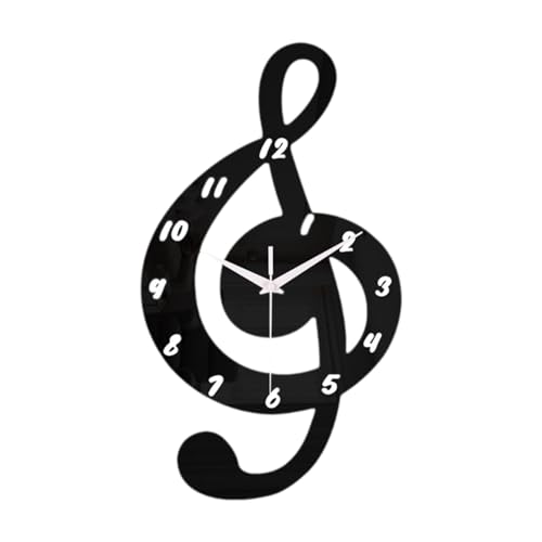LOVIVER Horloge Murale à Suspendre en Forme de Note de Musique, Noire, légère, silencieuse,...