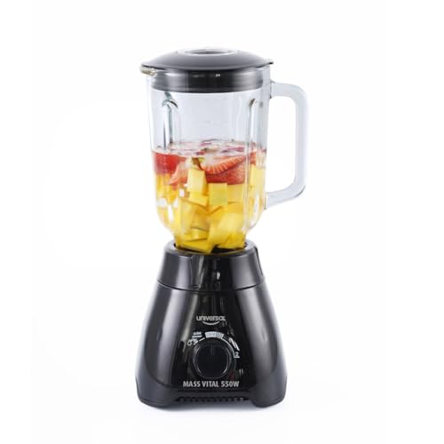 Universal 550W Mass Vital Blender – Glass Jar 57 Oz / 1.8 Quart / 1.7 Liter, 2 Speed + Pulse Function and 4 Stainless Steel Blade with Chrome Steel Technology