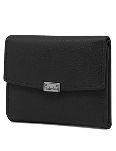 Timberland Carteira feminina de couro RFID pequena com encaixe, Preto, one size
